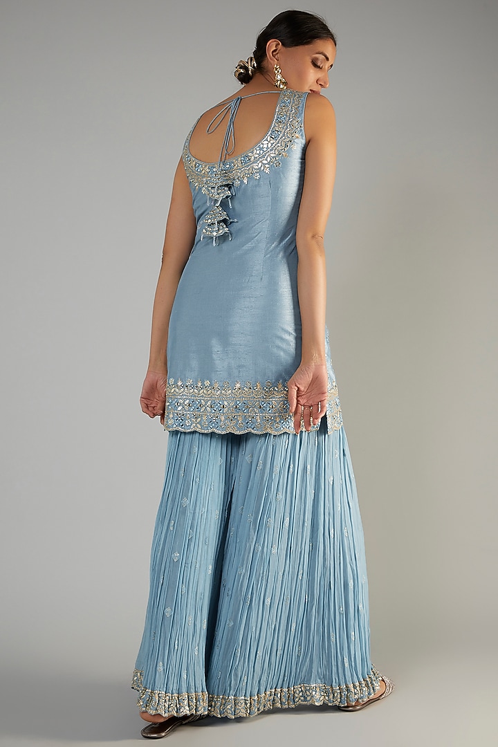 Blue Georgette Gharara Set by Suhino at Pernia's Pop Up Shop