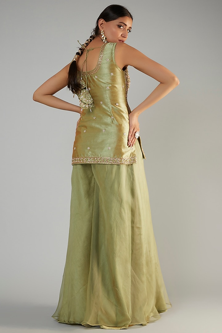 Green Organza Wedding Sharara Set by Suhino at Pernia's Pop Up Shop