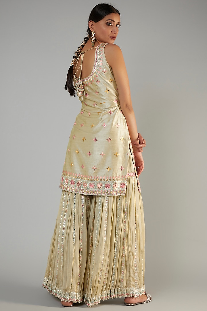 Light Green Georgette Gharara Set by Suhino at Pernia's Pop Up Shop