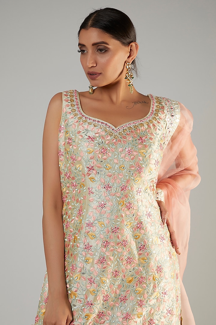 Light Green Georgette Gharara Set by Suhino at Pernia's Pop Up Shop