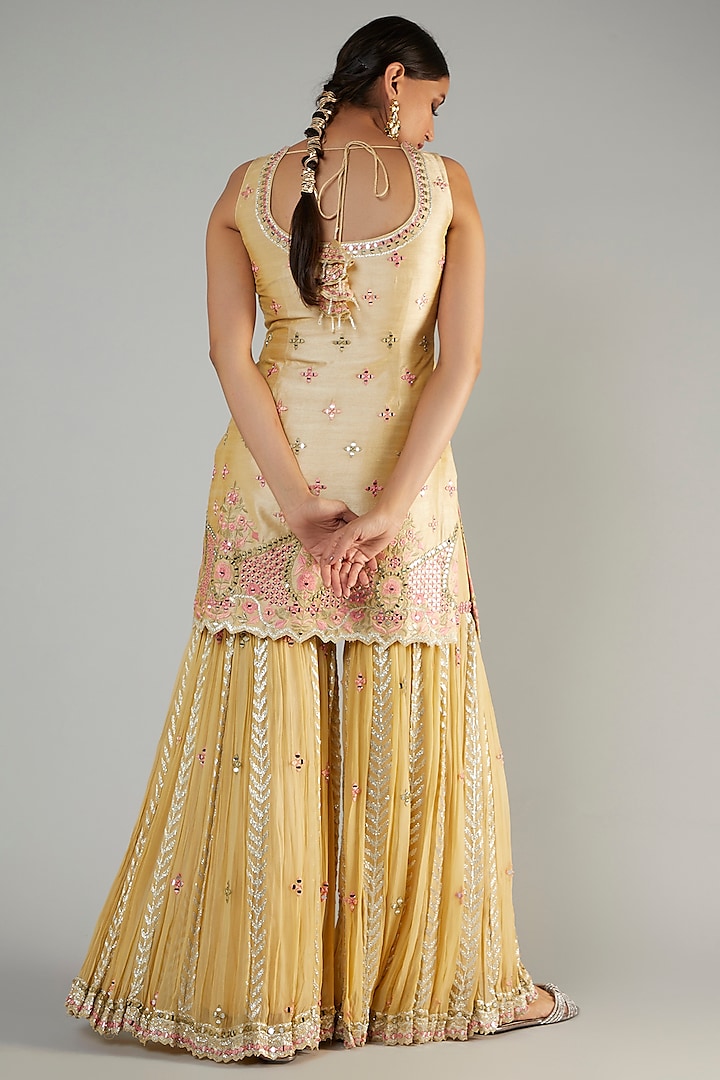 Yellow Georgette Gharara Set by Suhino at Pernia's Pop Up Shop