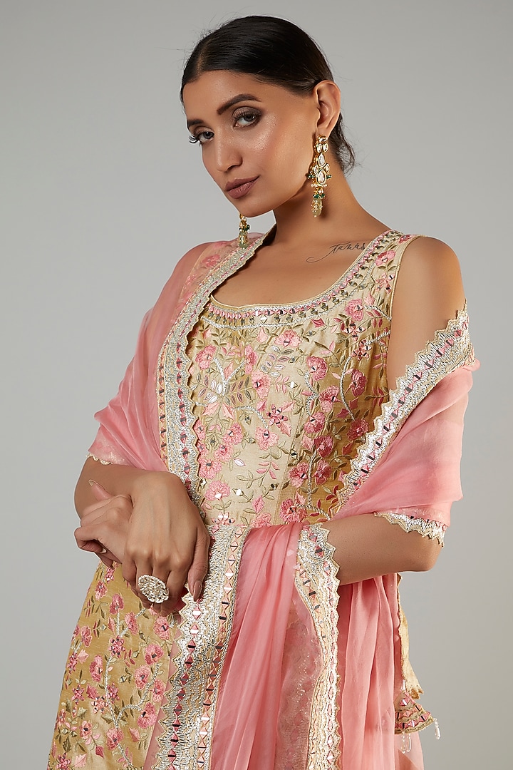 Yellow Georgette Gharara Set by Suhino at Pernia's Pop Up Shop