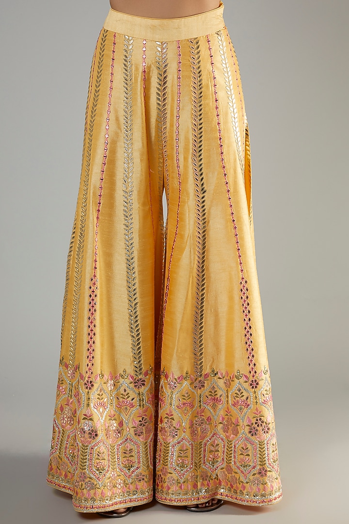 Yellow Slub Silk Wedding Sharara Set by Suhino at Pernia's Pop Up Shop