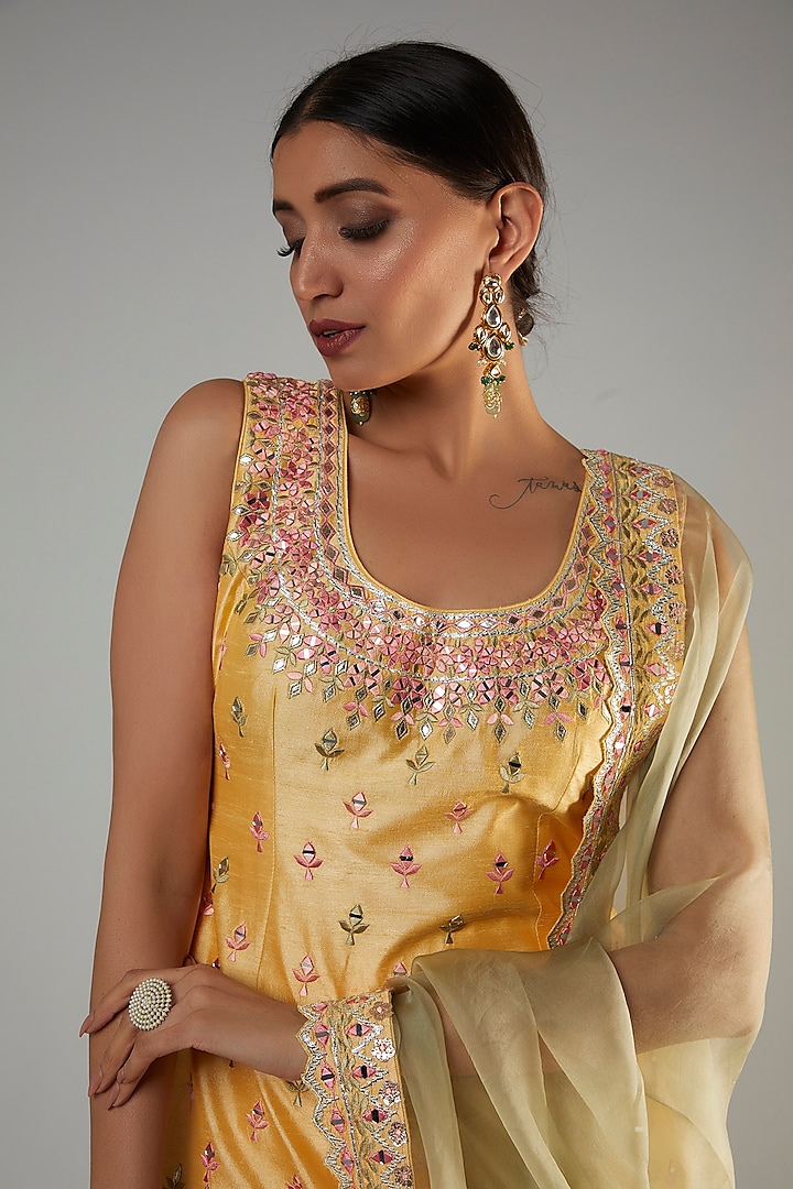 Yellow Slub Silk Wedding Sharara Set by Suhino at Pernia's Pop Up Shop