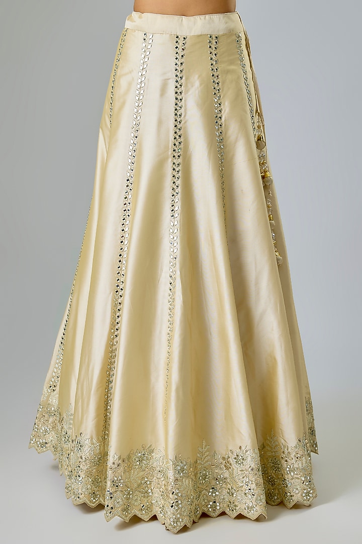 Cream Taffeta Zari Embroidered Wedding Anarkali Set by Suhino at Pernia's Pop Up Shop