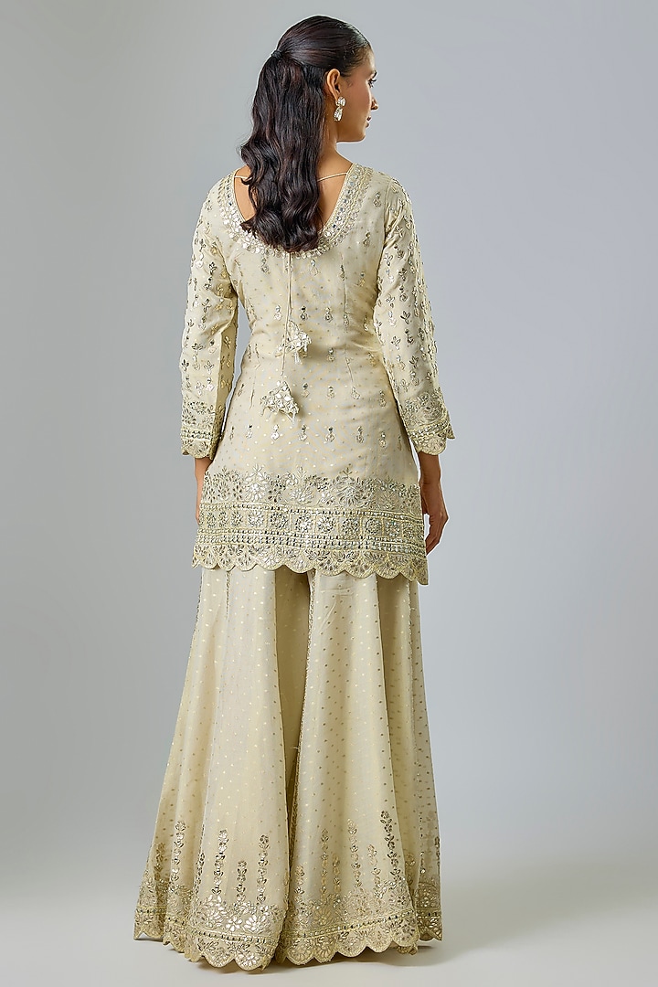 Ivory Tissue Zari Embroidered Wedding Sharara Set by Suhino at Pernia's Pop Up Shop