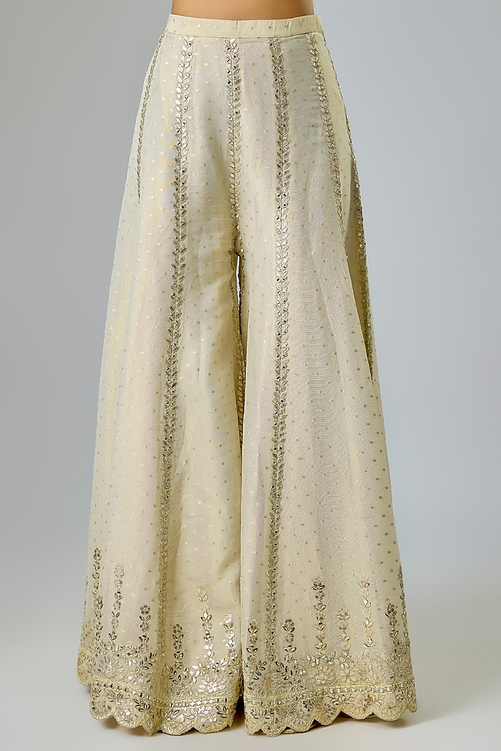 Ivory Tissue Zari Embroidered Wedding Sharara Set by Suhino at Pernia's Pop Up Shop