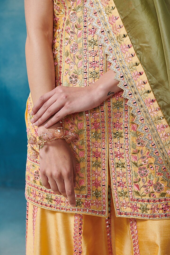 Yellow Georgette Embroidered Gharara Set by Suhino at Pernia's Pop Up Shop