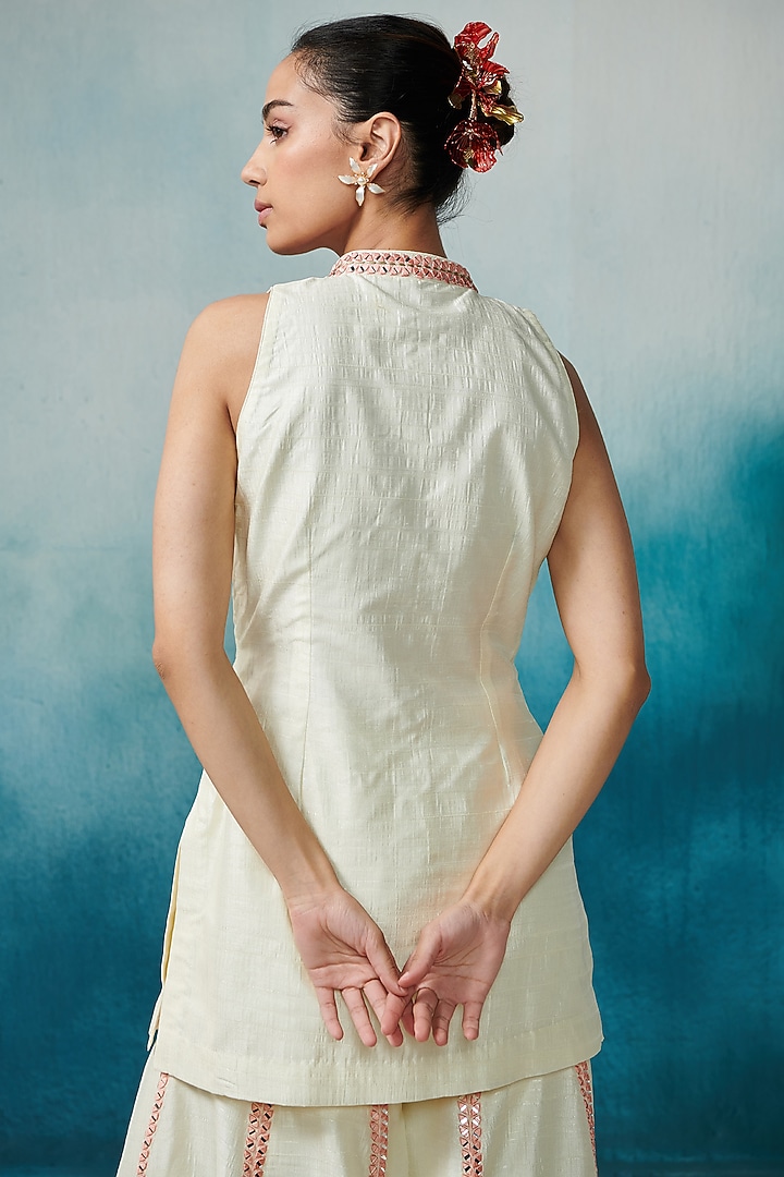 White Slub Silk Embroidered Gharara Set by Suhino at Pernia's Pop Up Shop