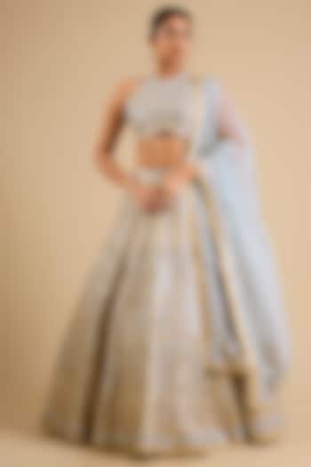 Ivory Tissue Mirror Work Wedding Lehenga Set by Suhino at Pernia's Pop Up Shop