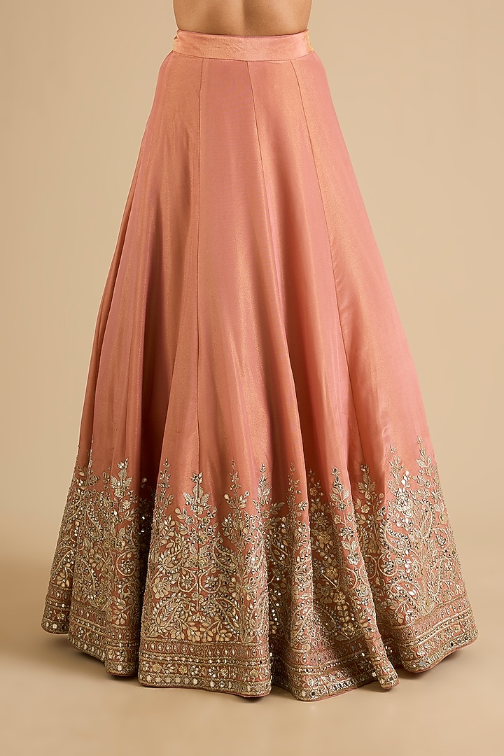 Dusty Orange Tissue Mirror Work Wedding Lehenga Set by Suhino at Pernia's Pop Up Shop