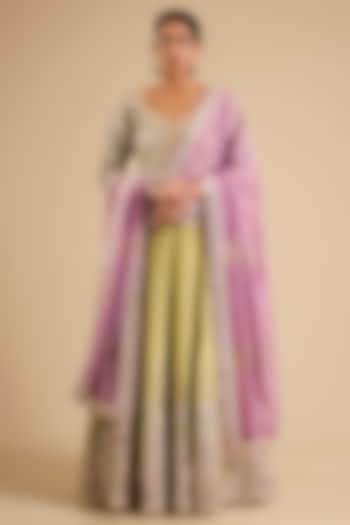 Green Tissue Mirror Work Wedding Lehenga Set by Suhino at Pernia's Pop Up Shop