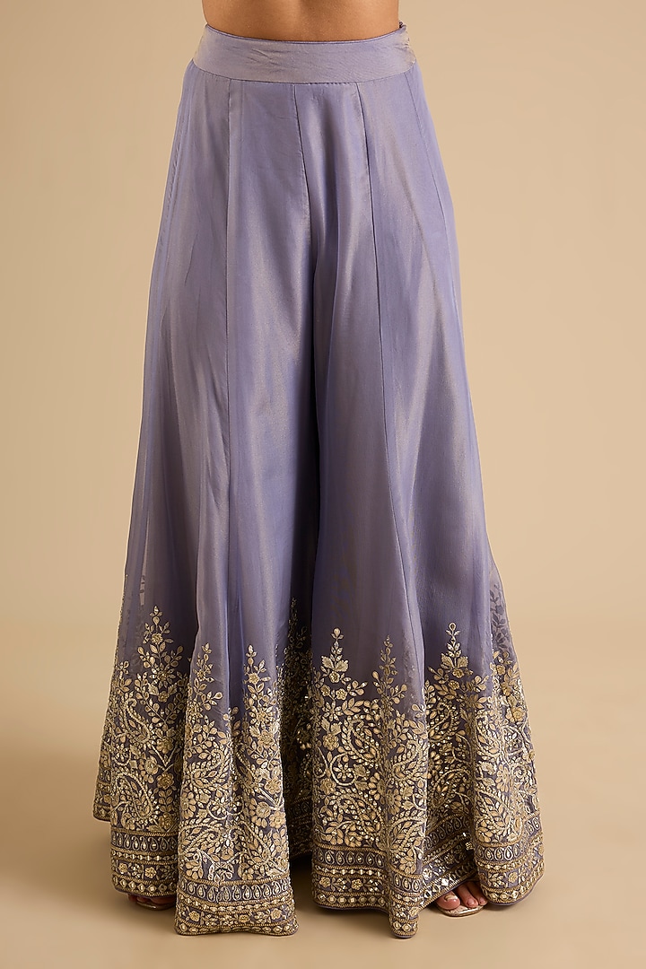 Purple Tissue Mirror Work Wedding Sharara Set by Suhino at Pernia's Pop Up Shop