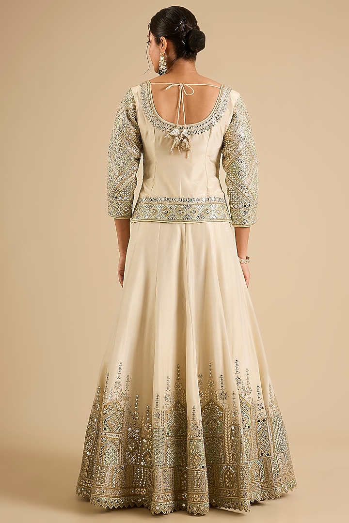 Ivory Tissue Mirror Work Wedding Lehenga Set by Suhino at Pernia's Pop Up Shop