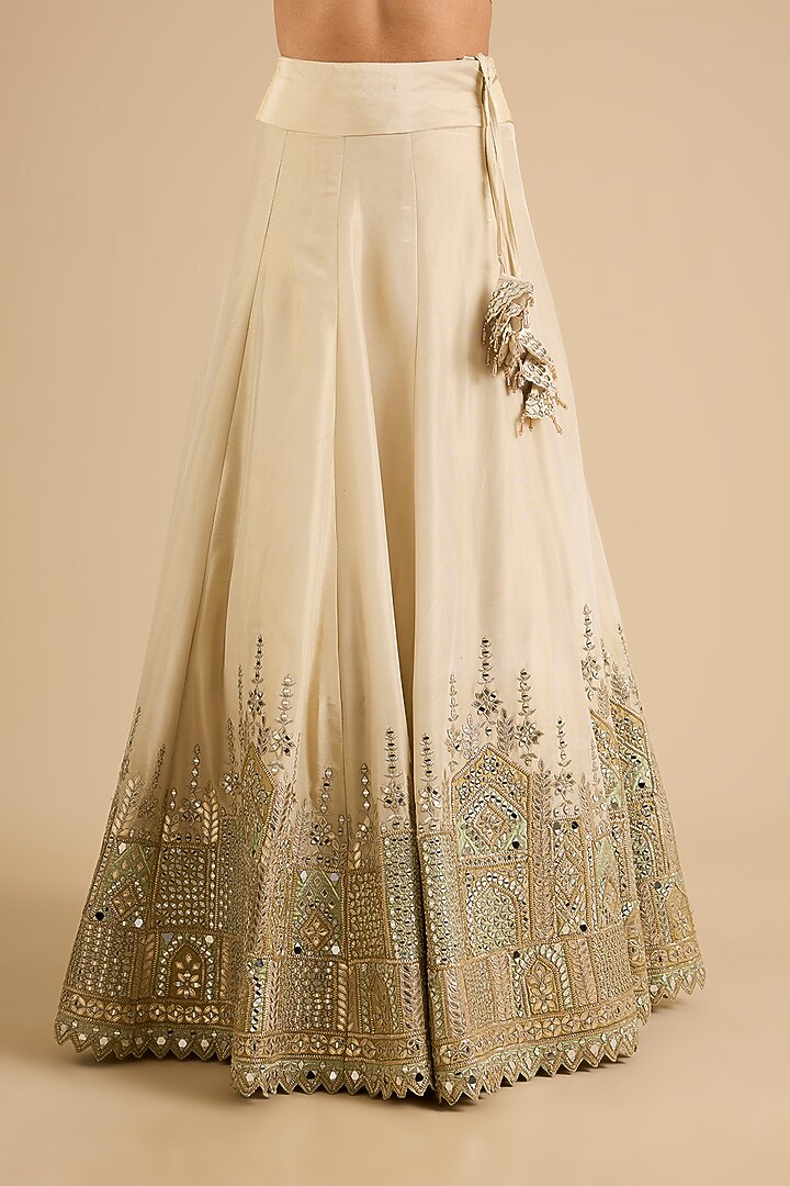 Ivory Tissue Mirror Work Wedding Lehenga Set by Suhino at Pernia's Pop Up Shop