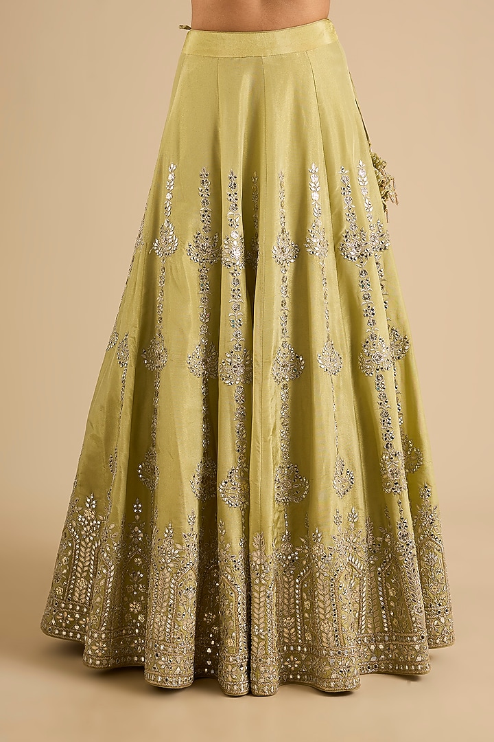 Green Tissue Mirror Work Wedding Lehenga Set by Suhino at Pernia's Pop Up Shop