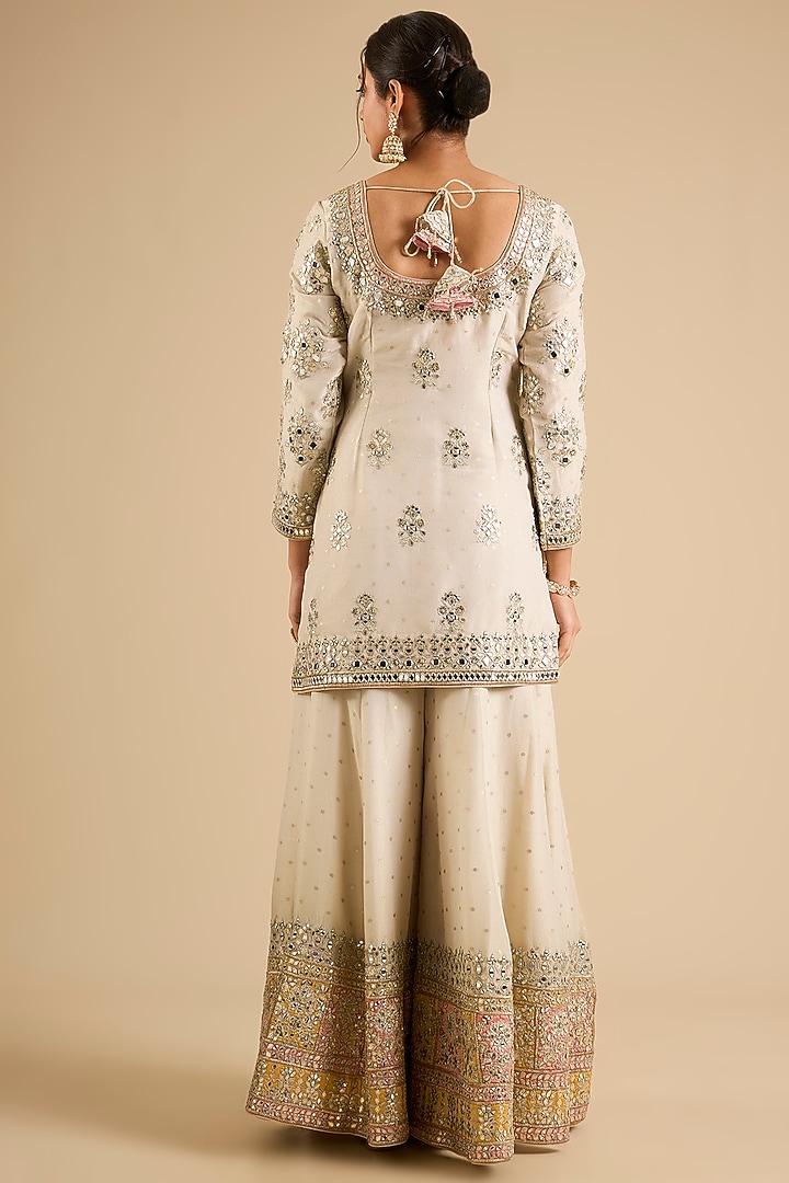 Ivory Tissue Mirror Work Wedding Sharara Set by Suhino at Pernia's Pop Up Shop