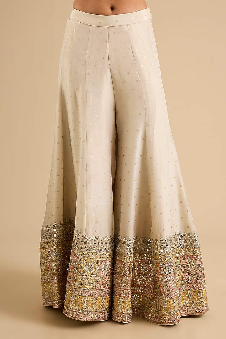 Ivory Tissue Mirror Work Wedding Sharara Set by Suhino at Pernia's Pop Up Shop