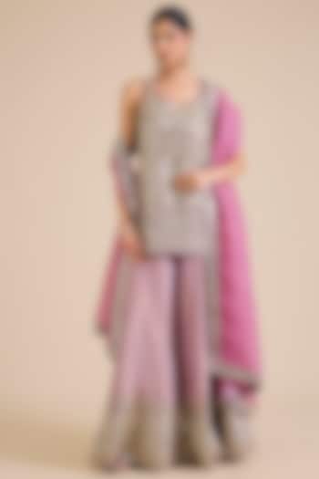 Purple Tissue Wedding Sharara Set by Suhino at Pernia's Pop Up Shop