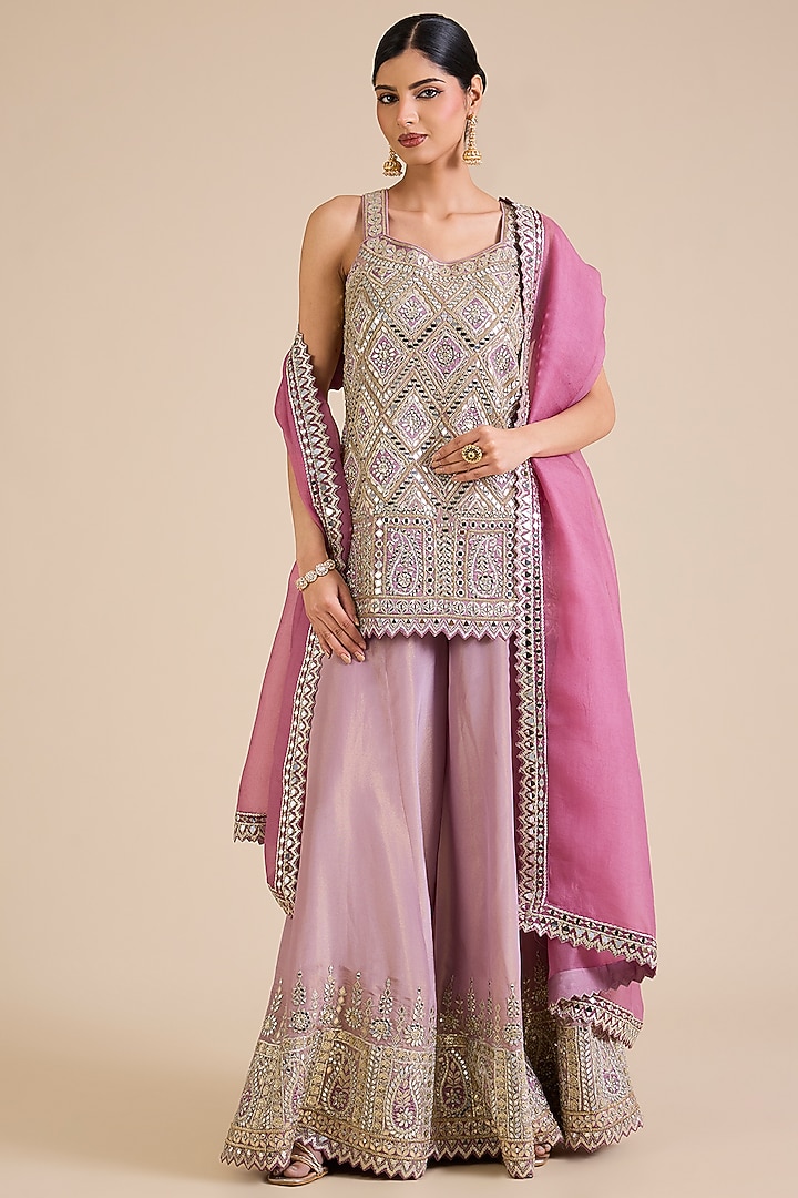 Purple Tissue Wedding Sharara Set by Suhino at Pernia's Pop Up Shop