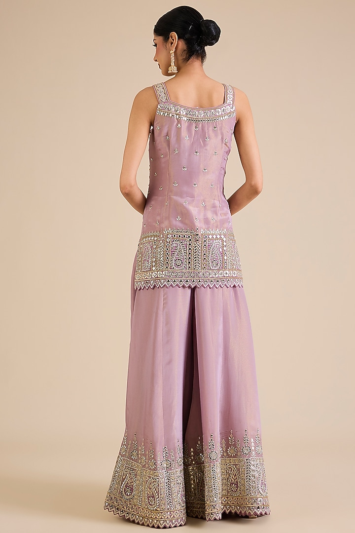 Purple Tissue Wedding Sharara Set by Suhino at Pernia's Pop Up Shop