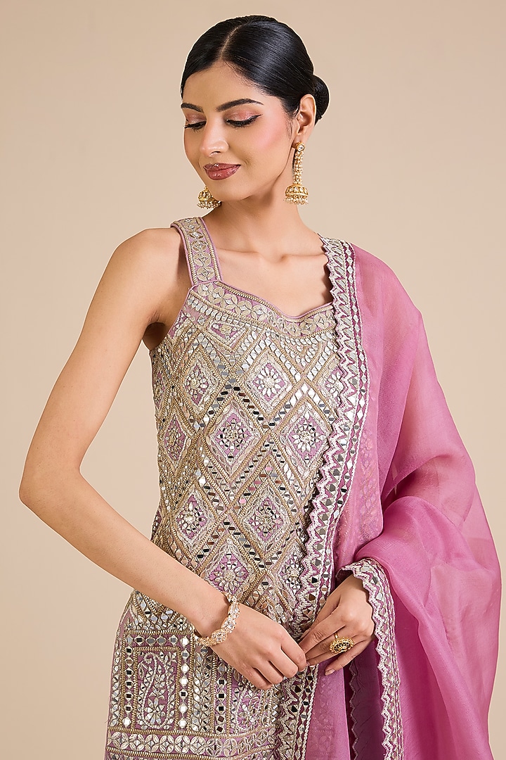 Purple Tissue Wedding Sharara Set by Suhino at Pernia's Pop Up Shop
