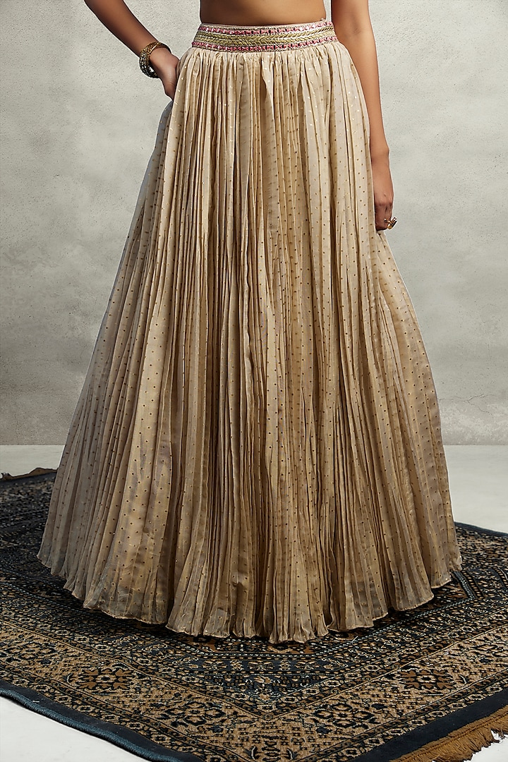 Ivory Tissue Zari Embroidered Jacket Wedding Lehenga Set by Suhino at Pernia's Pop Up Shop