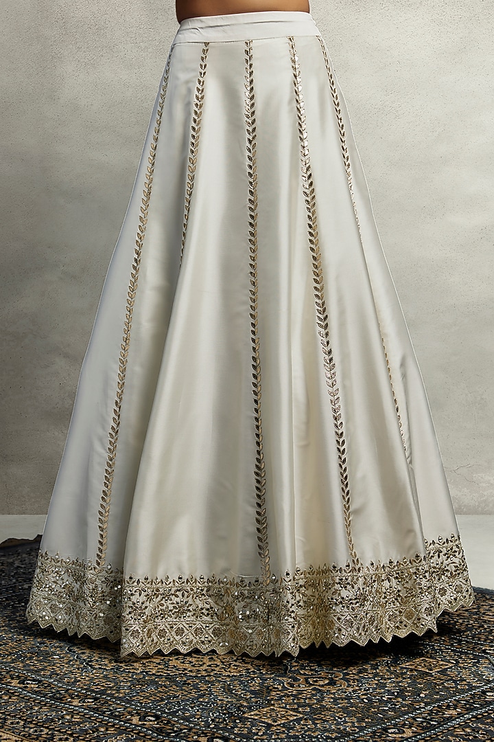 White Slub Silk Zari Embroidered Wedding Anarkali Set by Suhino at Pernia's Pop Up Shop