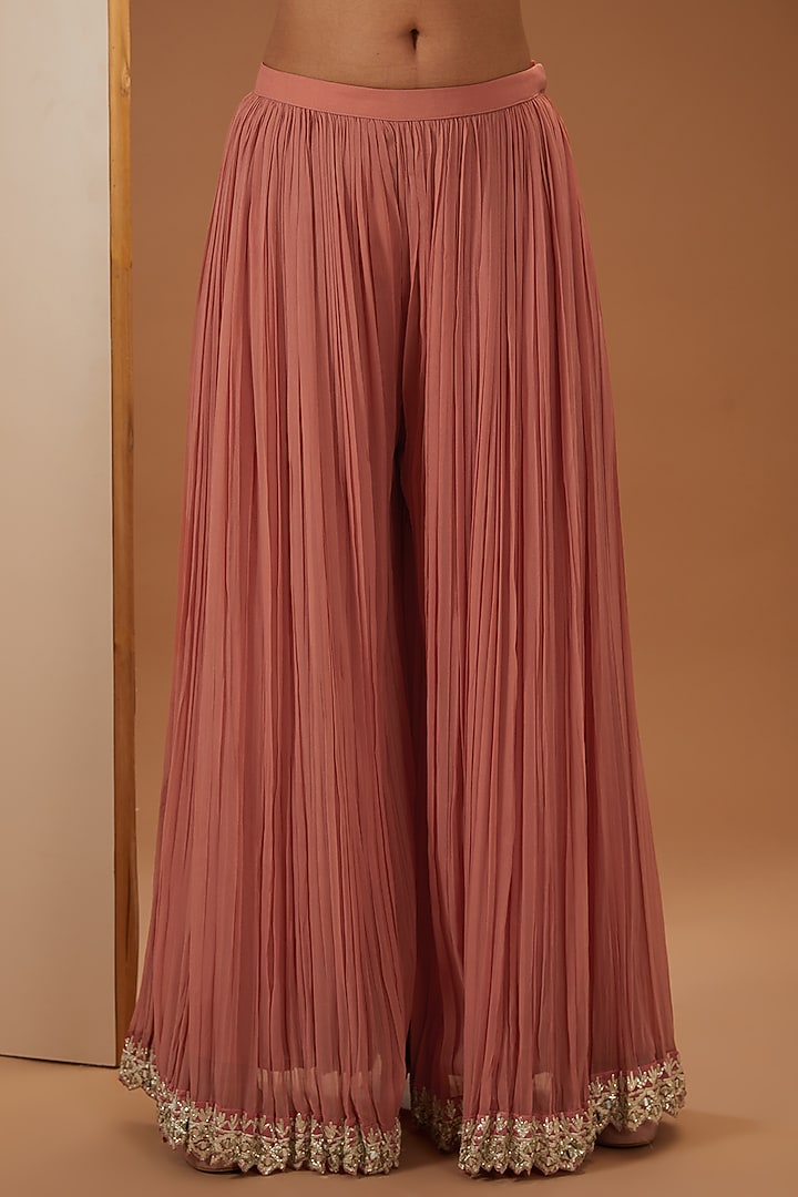 Rust Slub Silk Embroidered Wedding Anarkali Set by Suhino at Pernia's Pop Up Shop