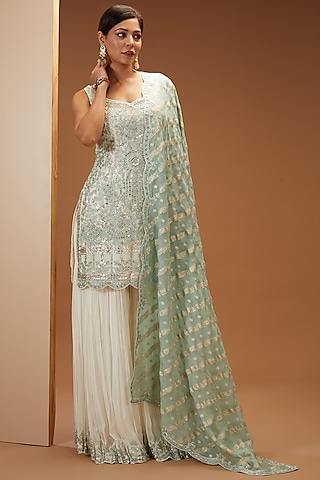 Off-White Georgette Sharara Set by Suhino