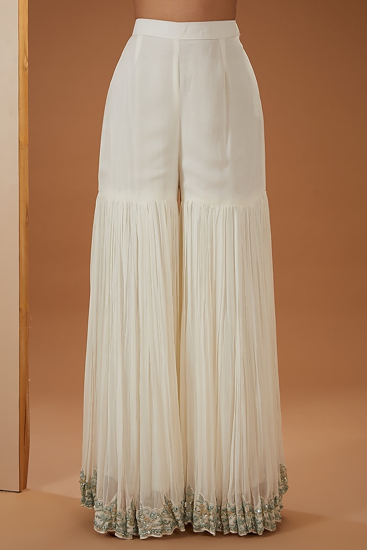 Off-White Georgette Wedding Sharara Set by Suhino at Pernia's Pop Up Shop