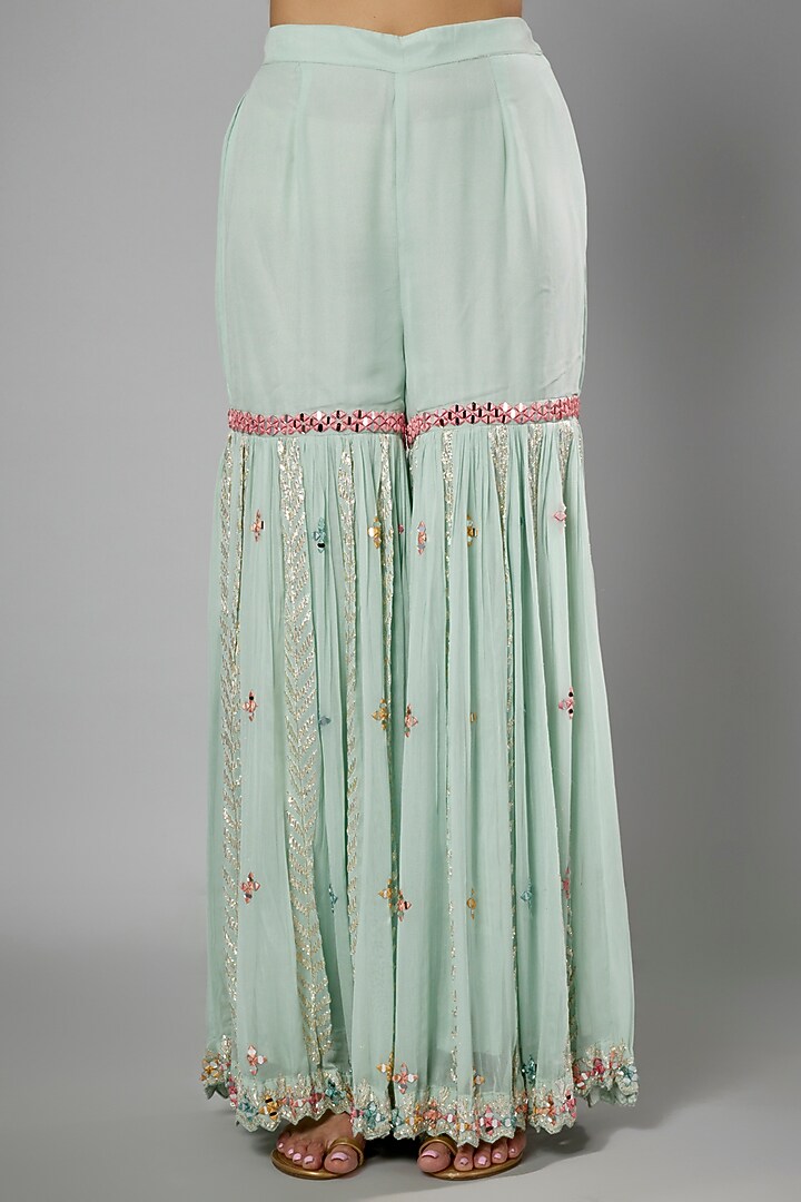 Aqua Blue Georgette Embroidered Kurta Set by Suhino at Pernia's Pop Up Shop
