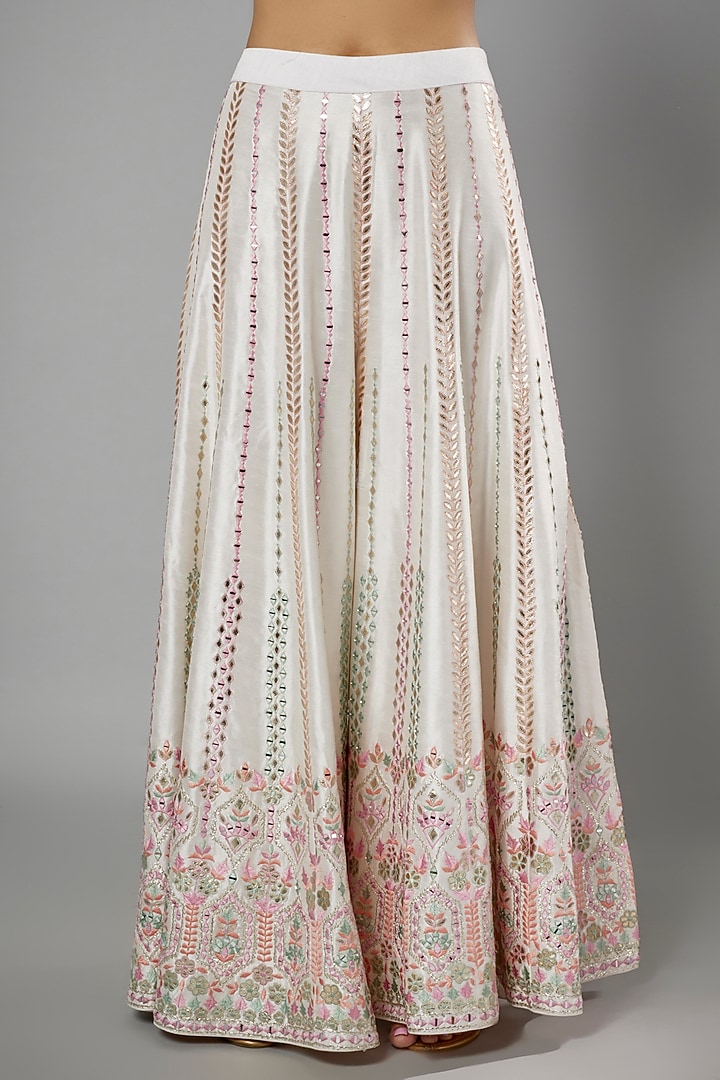 White Slub Silk Embroidered Wedding Sharara Set by Suhino at Pernia's Pop Up Shop