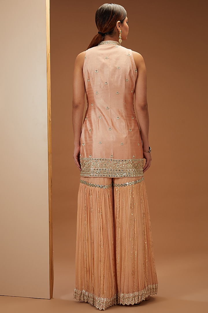 Peach Georgette Gharara Set by Suhino at Pernia's Pop Up Shop