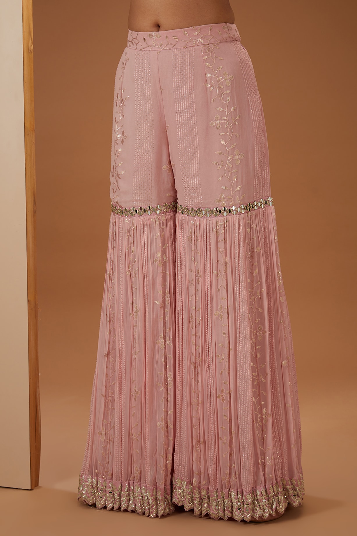 Beige Georgette Gharara Set main image 0