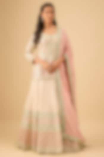 Ivory Tissue Cutdana Embroidered Wedding Lehenga Set by Suhino at Pernia's Pop Up Shop