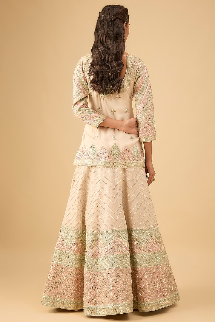 Ivory Tissue Cutdana Embroidered Wedding Lehenga Set by Suhino at Pernia's Pop Up Shop