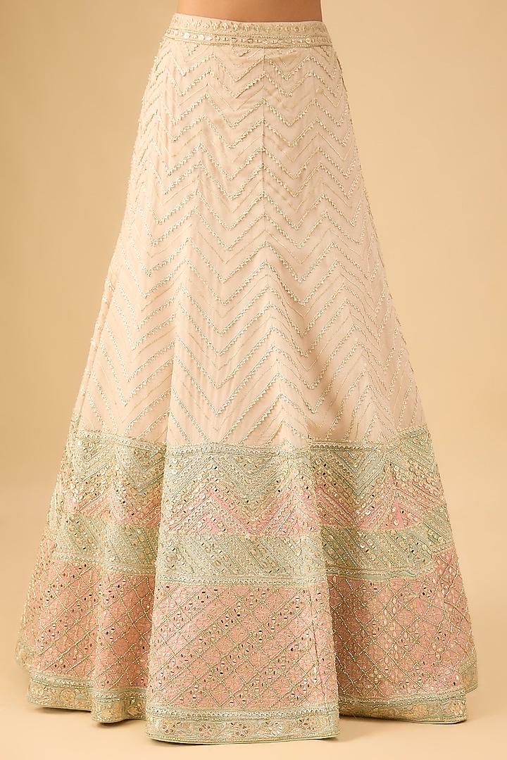 Ivory Tissue Cutdana Embroidered Wedding Lehenga Set by Suhino at Pernia's Pop Up Shop