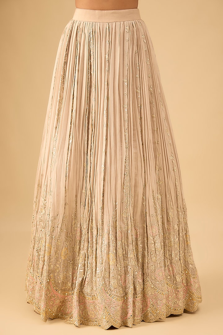 Ivory Tissue Pleated Wedding Lehenga Set by Suhino at Pernia's Pop Up Shop