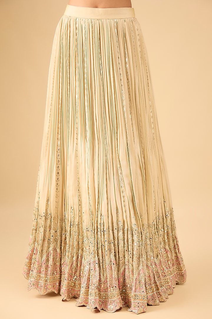 Light Green Tissue Pleated Wedding Lehenga Set by Suhino at Pernia's Pop Up Shop
