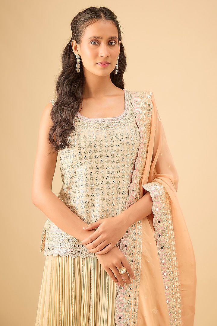 Light Green Tissue Pleated Wedding Lehenga Set by Suhino at Pernia's Pop Up Shop