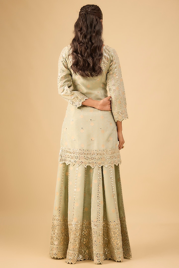 Aqua Tissue Embroidered Wedding Sharara Set by Suhino at Pernia's Pop Up Shop