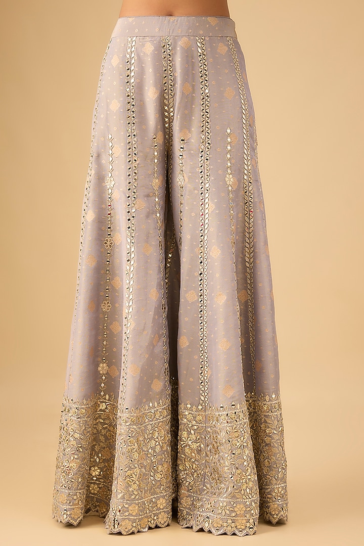 Steel Blue Tissue Embroidered Wedding Sharara Set by Suhino at Pernia's Pop Up Shop
