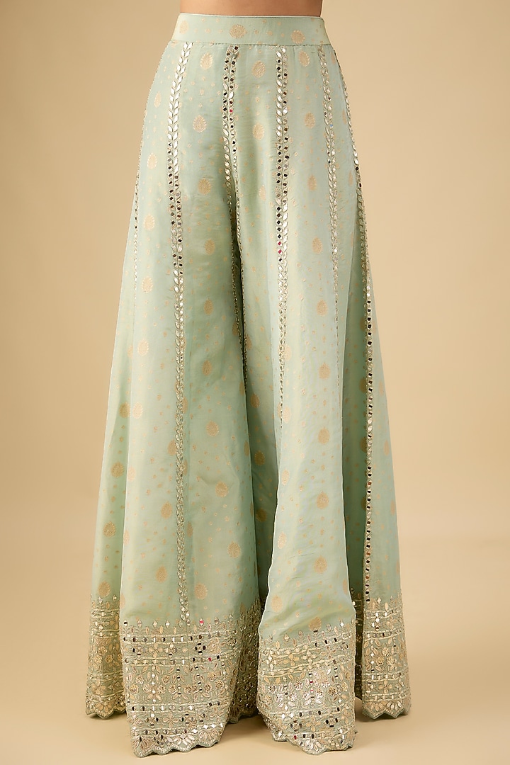 Aqua Tissue Embroidered Wedding Sharara Set by Suhino at Pernia's Pop Up Shop