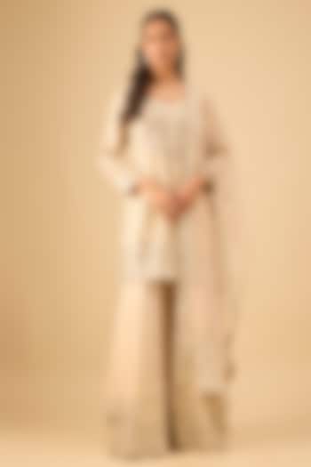 Golden Tissue Embroidered Wedding Sharara Set by Suhino at Pernia's Pop Up Shop