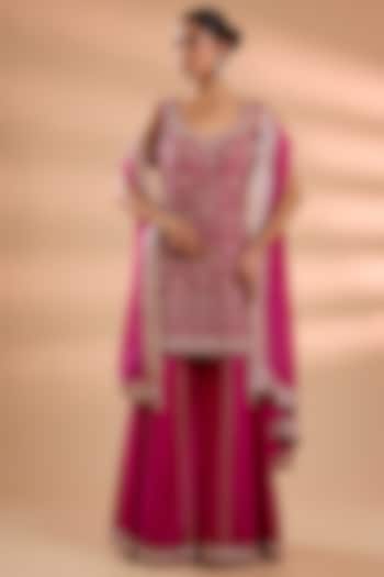 Coral Slub Silk Wedding Sharara Set by Suhino at Pernia's Pop Up Shop