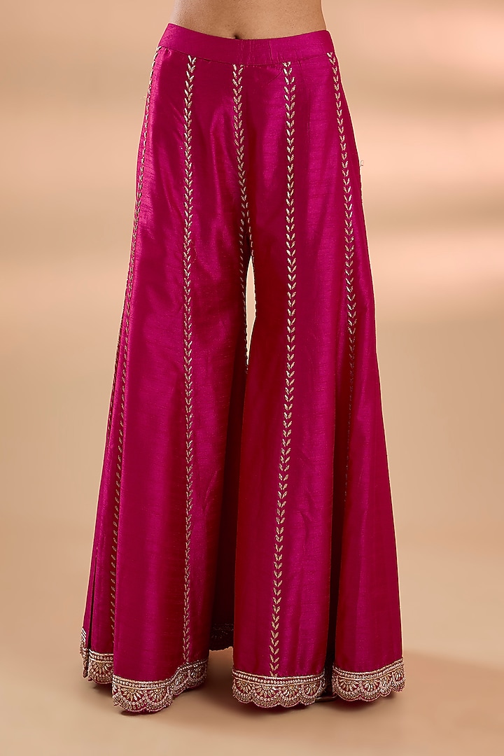 Coral Slub Silk Wedding Sharara Set by Suhino at Pernia's Pop Up Shop
