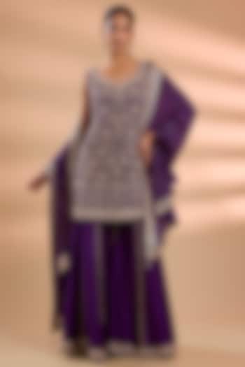 Purple Slub Silk Wedding Sharara Set by Suhino at Pernia's Pop Up Shop
