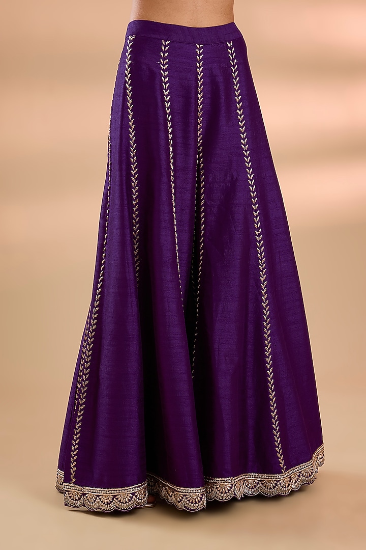 Purple Slub Silk Wedding Sharara Set by Suhino at Pernia's Pop Up Shop