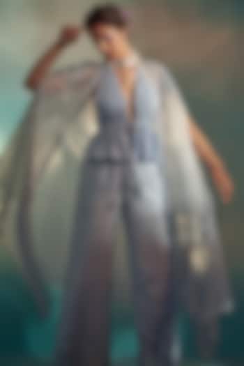 Ice Blue Embroidered Co-ord Set by Suhino at Pernia's Pop Up Shop